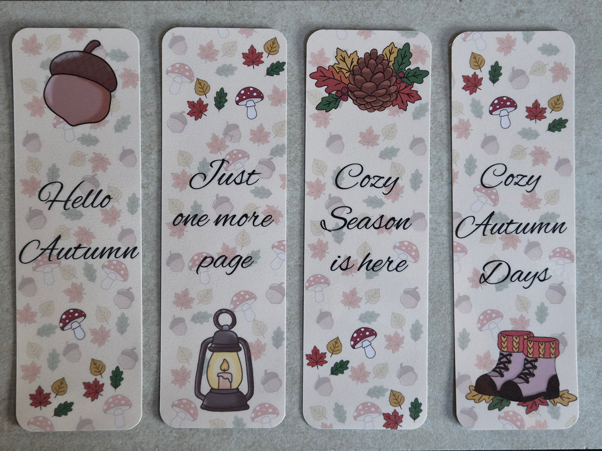 Cozy Herfst Boekenleggers | Gezellige boekenleggers 4 stuks.