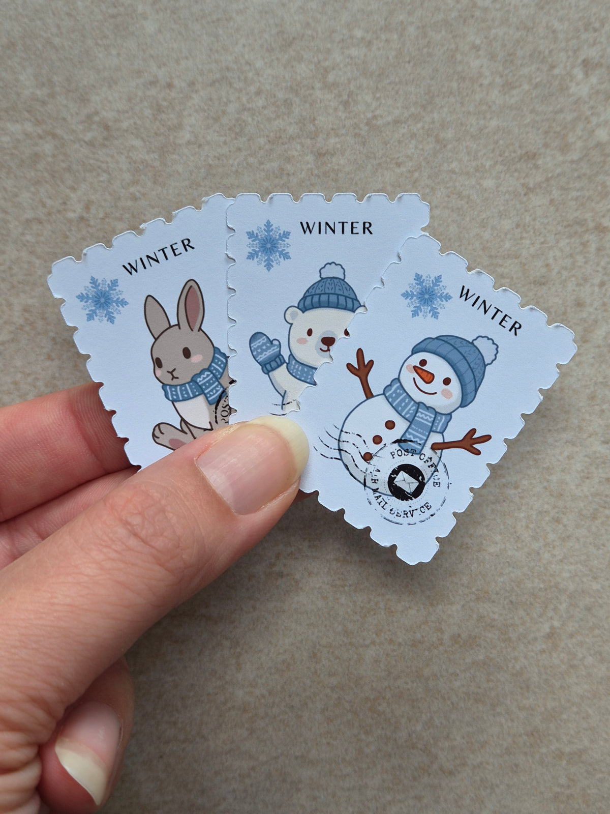 Handgemaakte Postzegel Stickers - Winter Wonderland